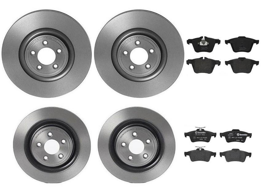 Jaguar Volvo Brakes Kit Brembo Pads and Rotors Front (355mm) (LowMet